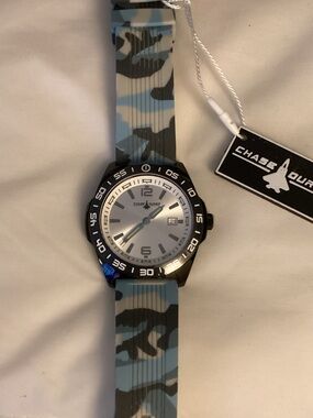 Chase Durer Sport Watch with Blue & Gray Camo Strap